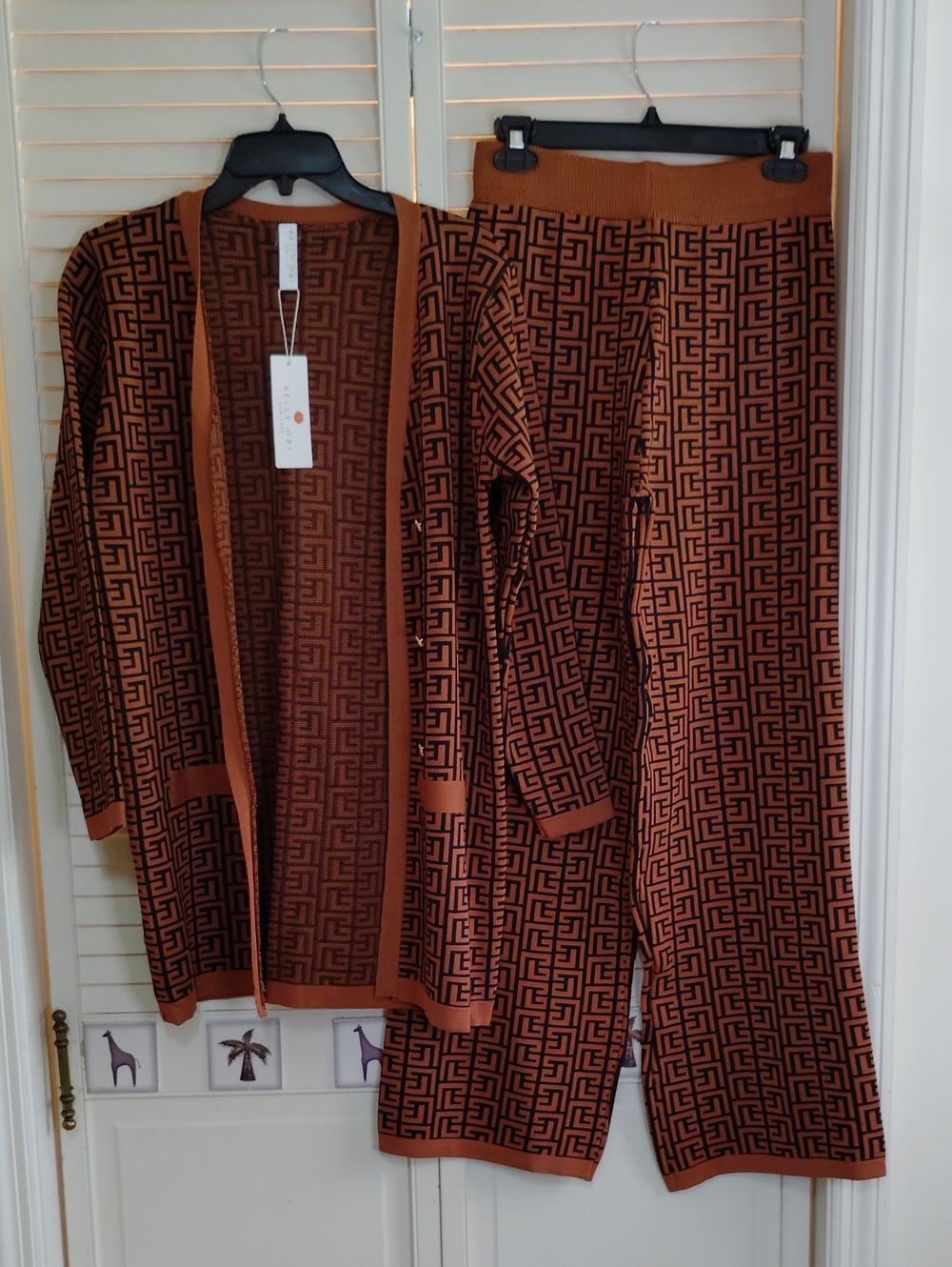 Women's Two-Piece  Rust Brown Sweater Set